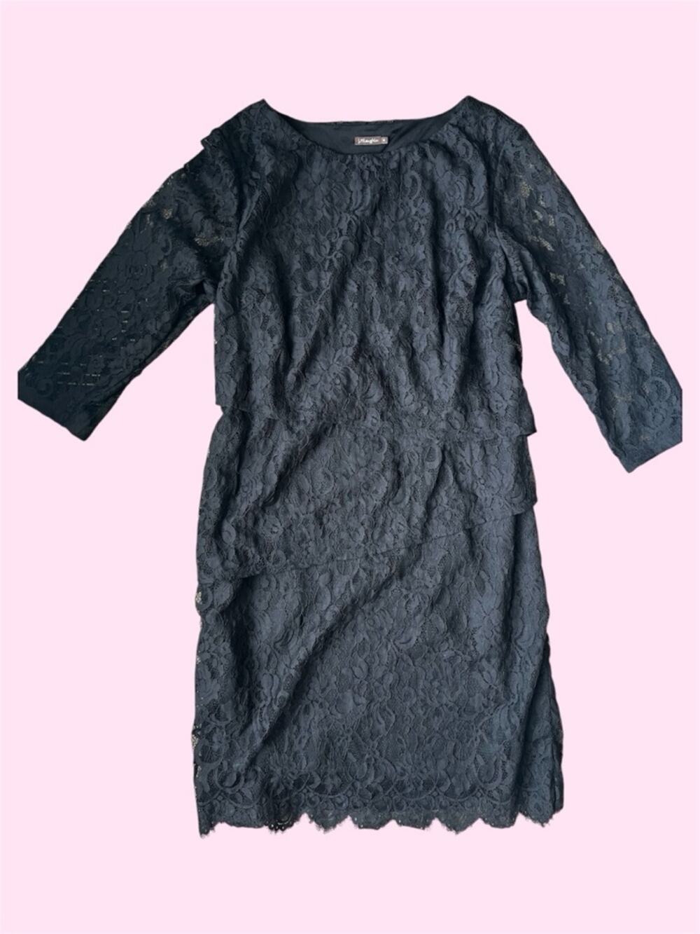 J. McLaughlin Lace Tiered Sheath Dress size 14 Black